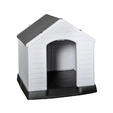 82 x 76cm Samuel Alexander Small Outdoor Plastic Dog House with Raised Bed White