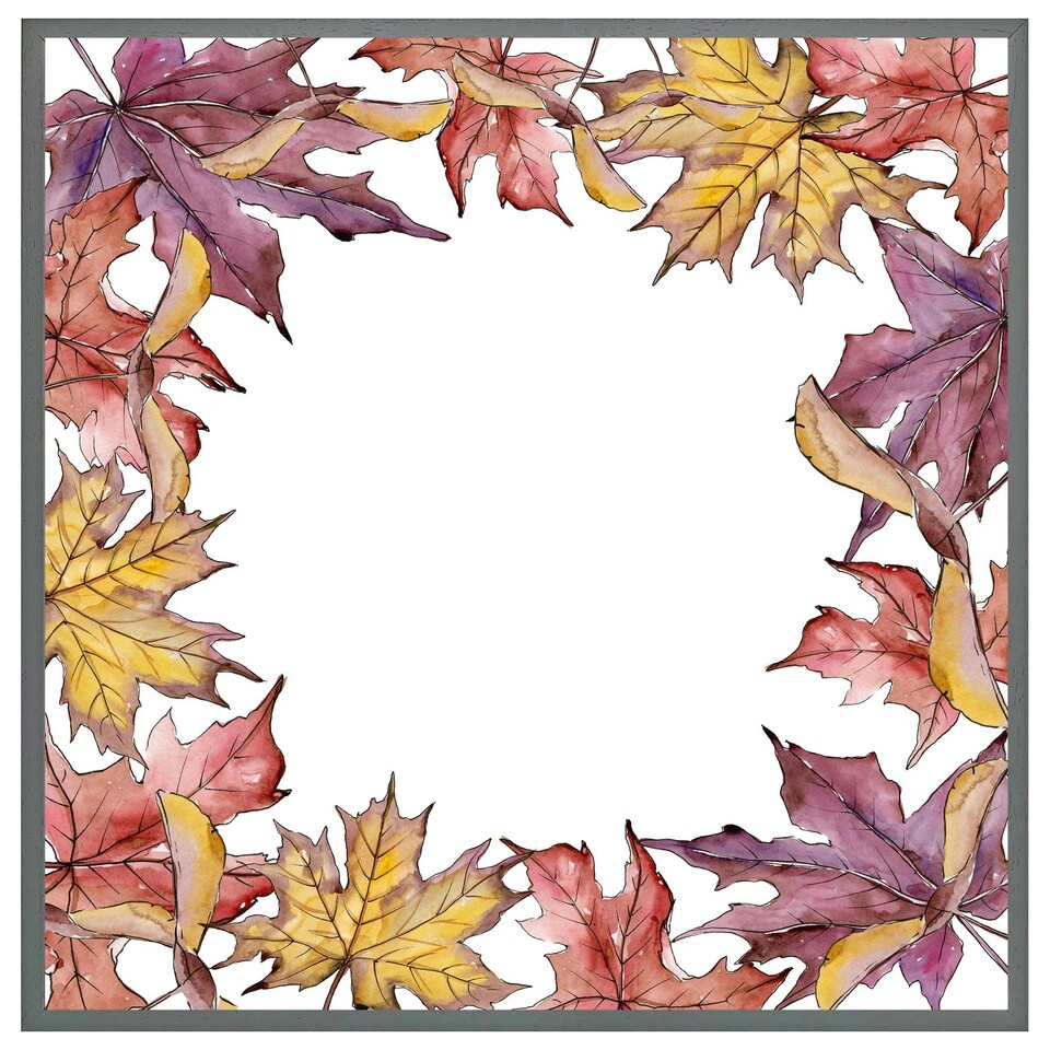 image 1 of Gold & purple leaves (Picture Frame) Grey | XS