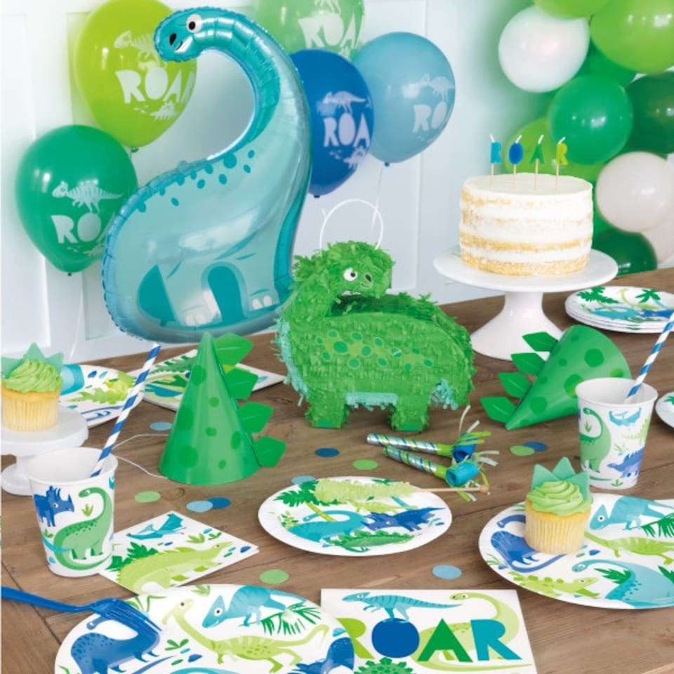 image 1 of Pack of 8 Blue & Green Dinosaur 9oz Paper Cups