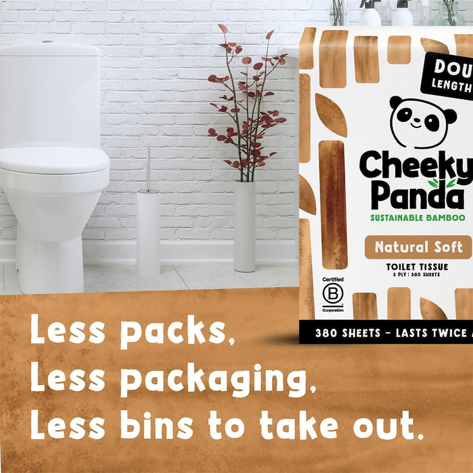 image 1 of Double-Length Natural Colour ("Unbleached") Bamboo Toilet Paper Brown | Size: 48 Rolls