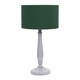 image 3 of ValueLights Victoria Grey Wood Traditional Stem Table Lamp with Green Fabric Drum Shade and LED Bulb