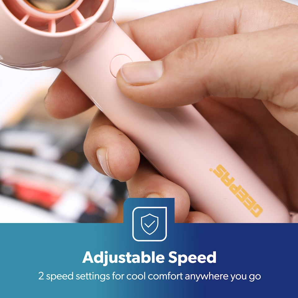 image 1 of GEEPAS Mini Portable handheld Fan Rechargeable Pink