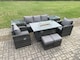 image 3 of Fimous Wicker Rattan Garden Furniture Sofa Set Gas Fire Pit Dining Table Indoor Outdoor with 2 Side Table Chair Footstool