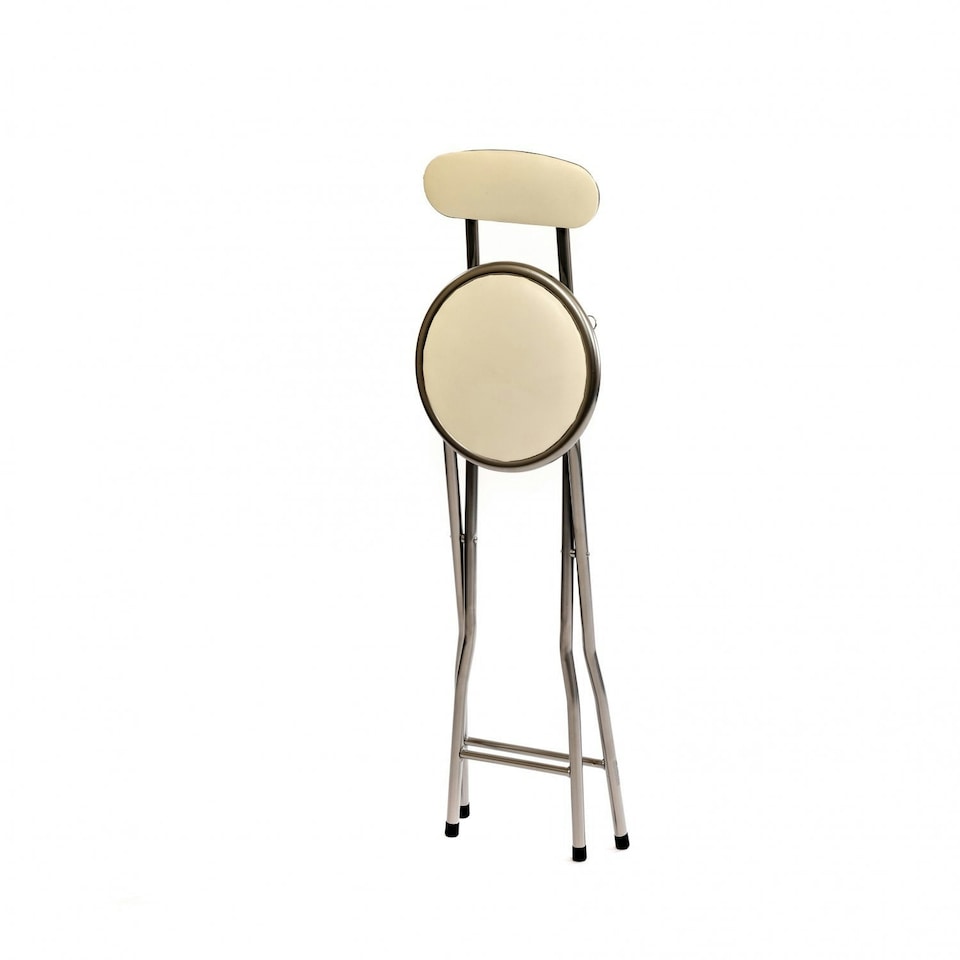 image 1 of Oypla White Padded Folding High Chair Breakfast Kitchen Bar Stool Seat White