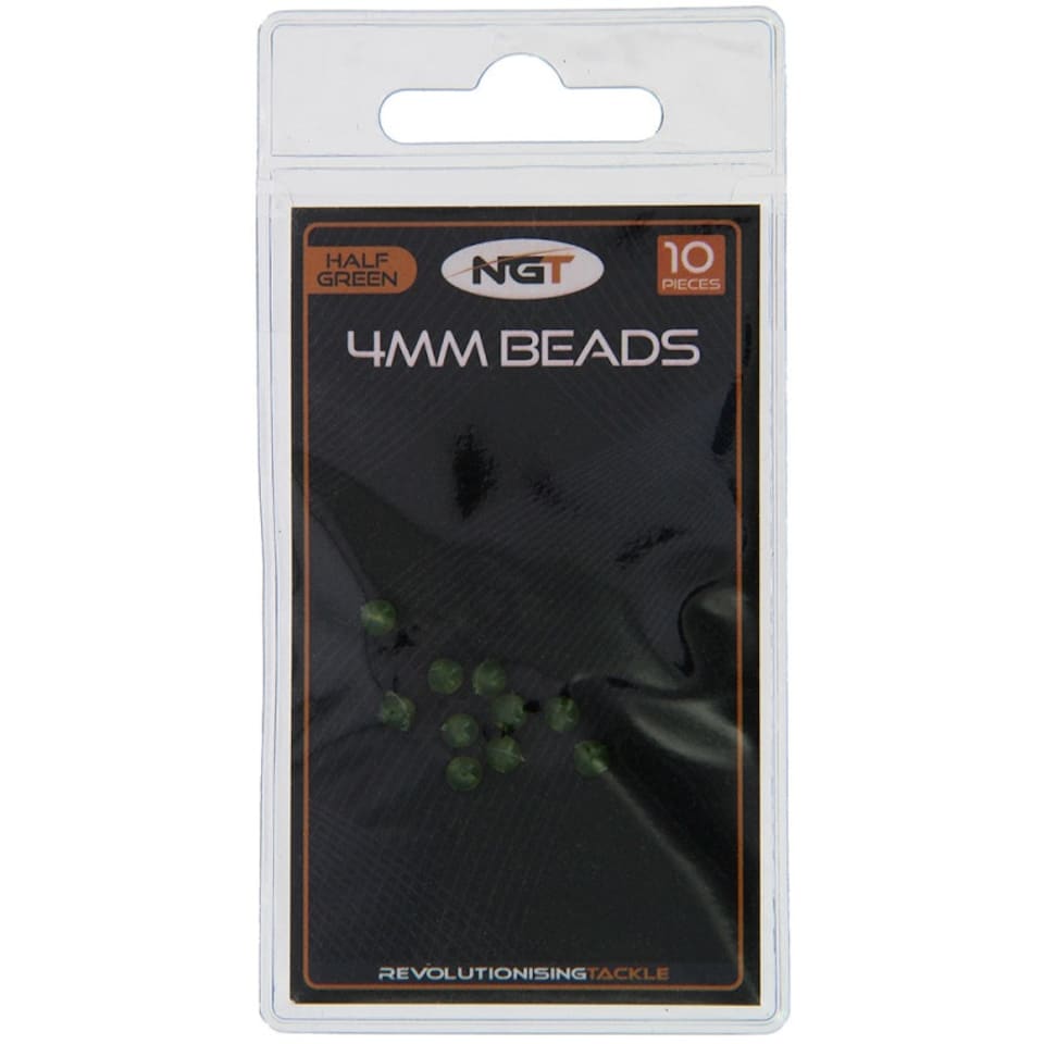 image 1 of NGT 4mm Beads - Half Green - Pack of 10