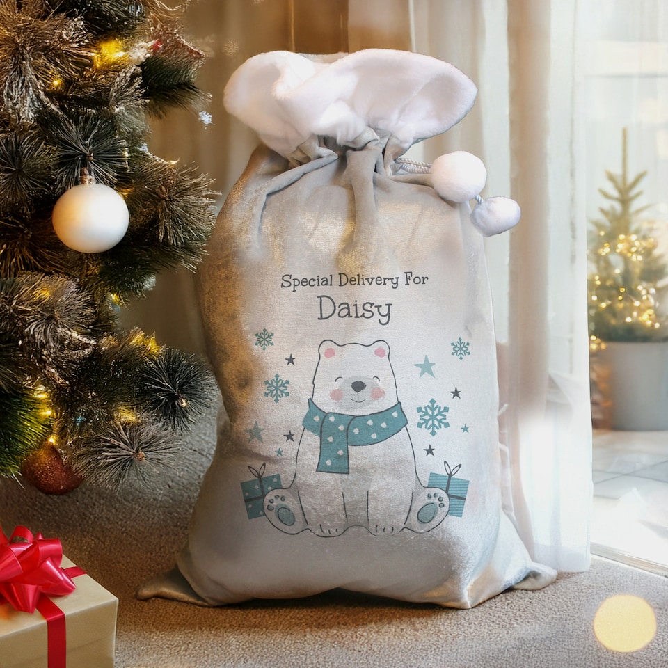 image 1 of Personalised Polar Bear Christmas Sack