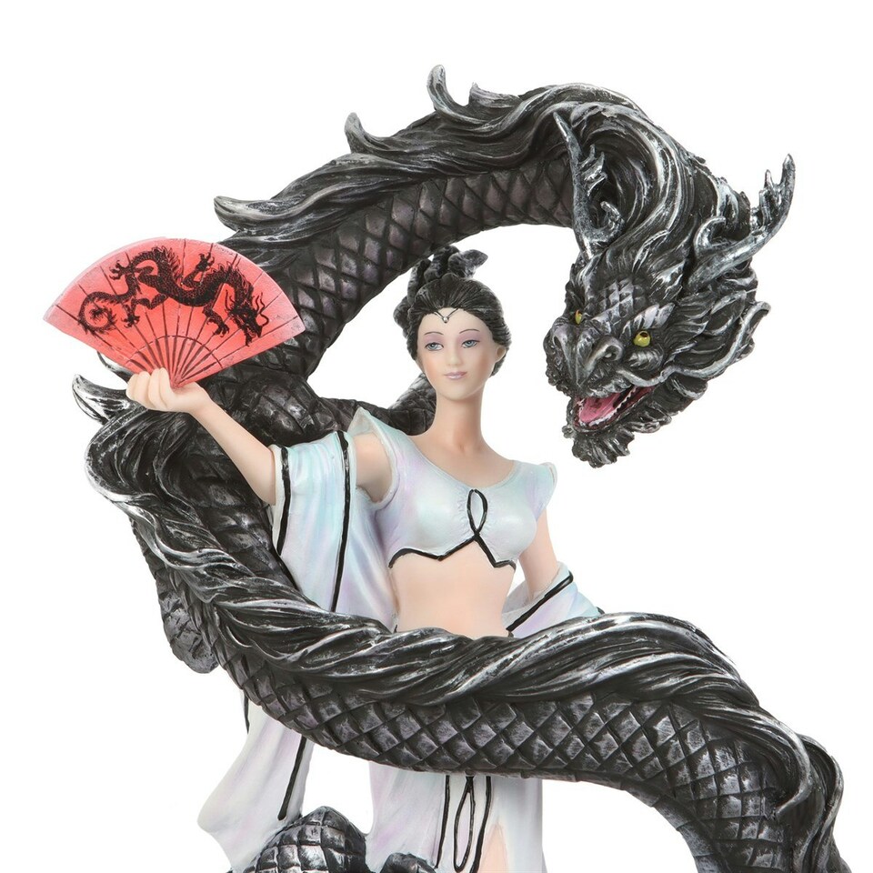 image 1 of Anne Stokes Dragon Dance Figurine - White/Black/Red - One Size