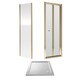 image 1 of Ruwa Square Bi-Fold & 4mm Glass 900x900mm Tray Door Side Panel Brass | Copper | Brushed Brass | 3