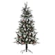 image 1 of HOMCOM 5FT Artificial Snow Dipped Christmas Tree mas Pencil Tree Holiday Home Party Decoration with Foldable Feet Red Berries White Pinecones, Green