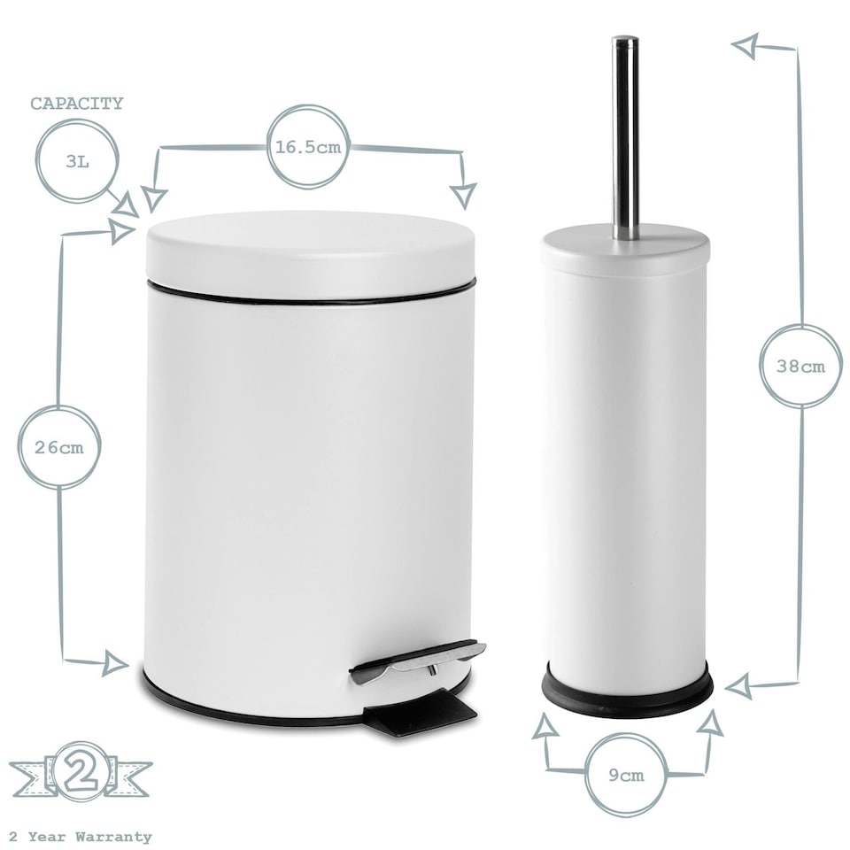 image 1 of Harbour Housewares Round Toilet Brush & Bin Set - Matt Black Black