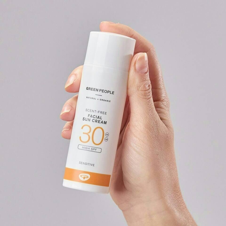 image 1 of Green People Scent Free Facial Sun Cream SPF30 - Sunscreen For Sensitive Skin & Prickly Heat - Vegan & Cruelty Free, 50ml