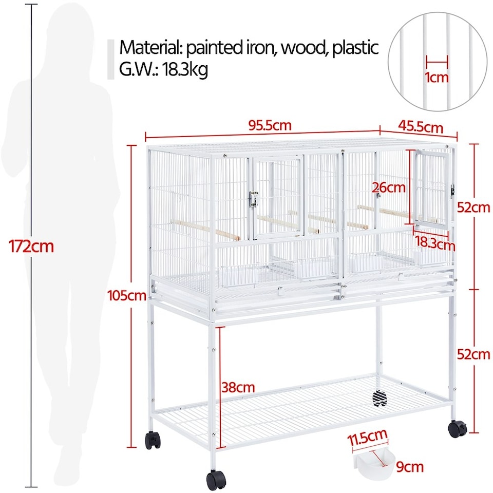 image 1 of Yaheetech 105 cm Tall Stackable and Divided Breeder Cage White