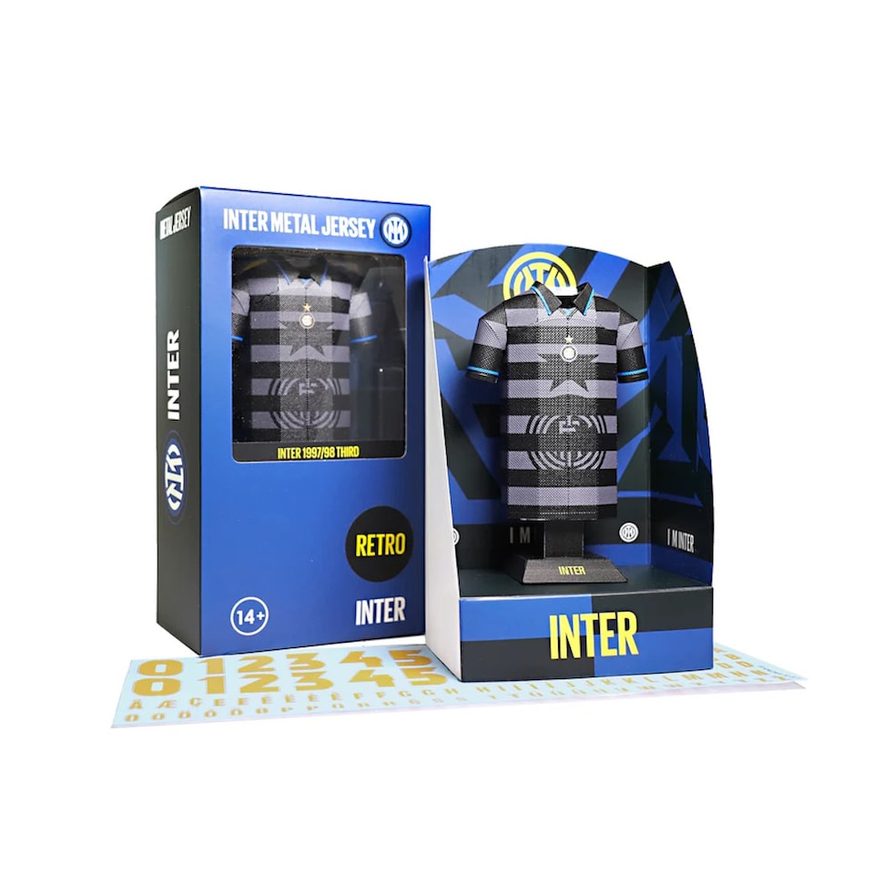 image 1 of RadStuff Metal Alloy Football Shirt - Retro Inter Milan Third Kit 1997/98