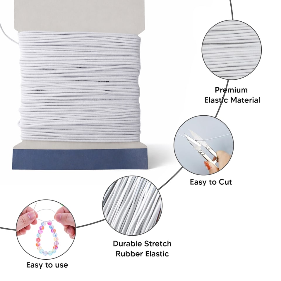 image 1 of 1mm Round Elastic Cord, Soft Durable and Stretchable Material - 25 Metres