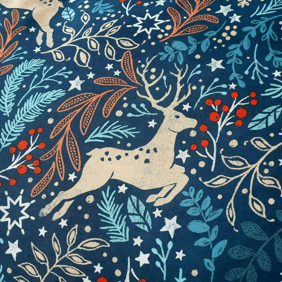 image 1 of Winter Stags Duvet Cover Set Blue Single