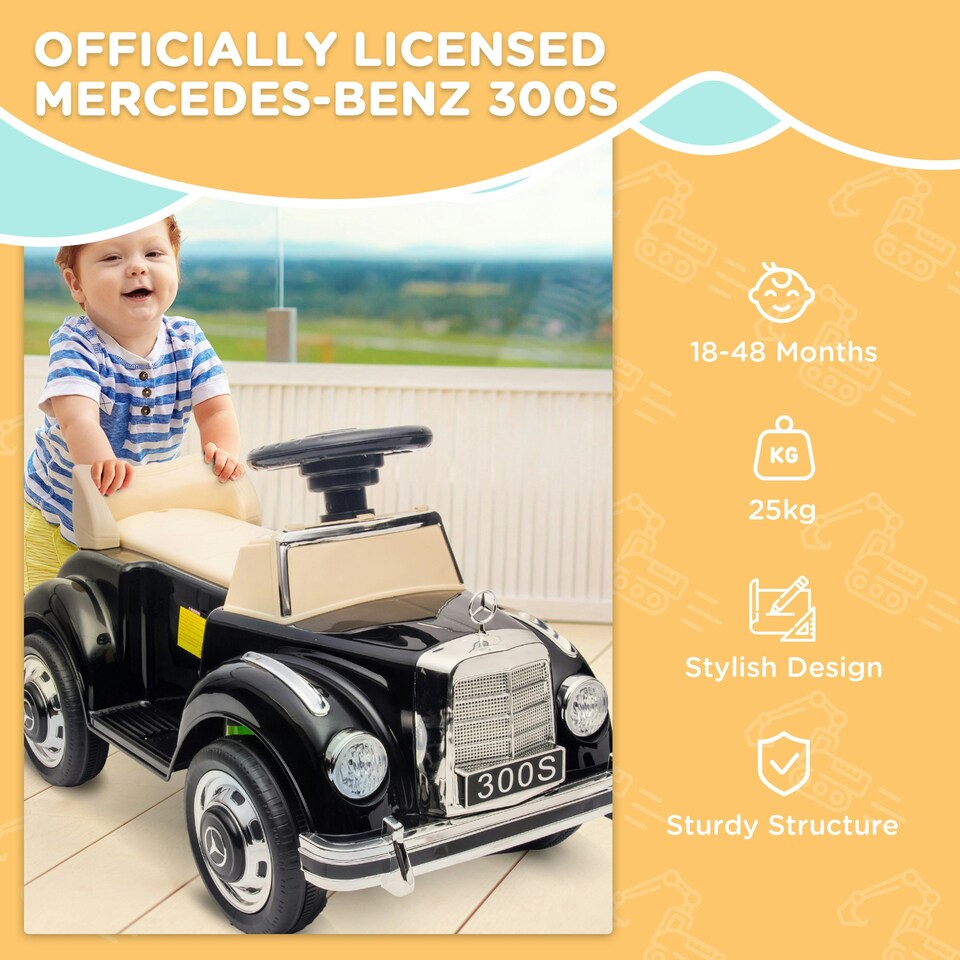 image 1 of AIYAPLAY Ride on Sliding Car Foot to Floor Mercedes-Benz 300S Licensed for Kids