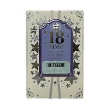 Age 18 Male Silver Stars Birthday Card