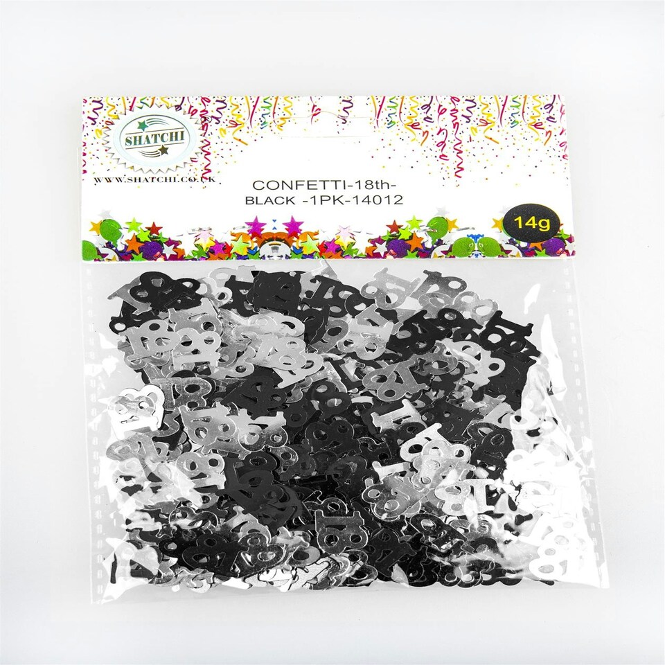 image 1 of 18th Confetti Black & Silver 14g, 2 Packs