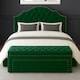 image 3 of 90cm Duke Ottoman Storage Box -Upholstered Blanket Box - Forest Green Plush Velvet Multifunctional Storage Box