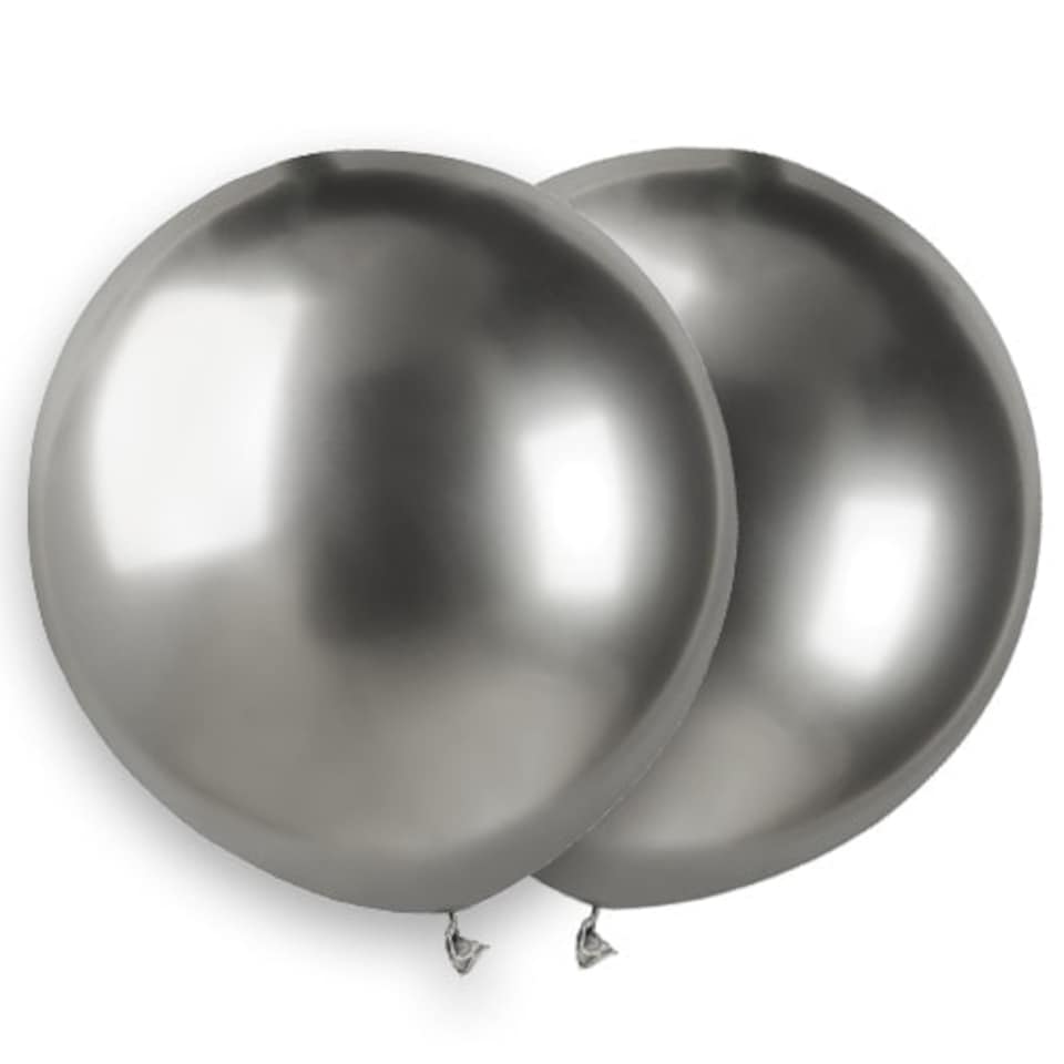 Shiny Silver Biodegradable Latex Balloons 48cm / 19 in - Pack of 25