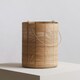 image 4 of Interiors by Premier Hurricane Candle Holder, Eco-Friendly Rattan and Iron Frame Candle Holder, Rustic Design with Sleek Handle Cream
