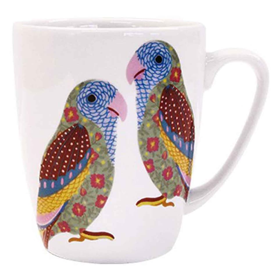 image 1 of Queens Paradise Birds Love Birds Fine China 400ml Oak Mug | Multi | 1