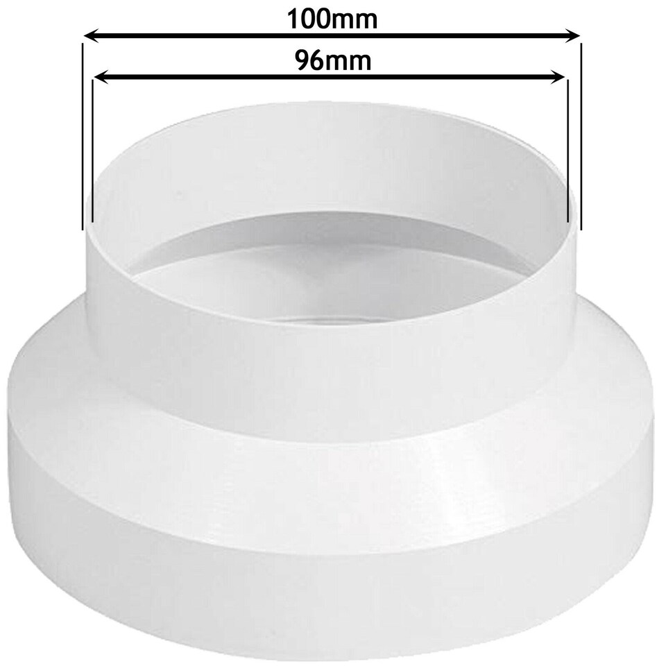image 1 of SPARES2GO Ducting Reducer Connector for Cooker Hood Extractor / Tumble Dryer / Air Conditioning (5" / 125mm to 4" / 100mm)