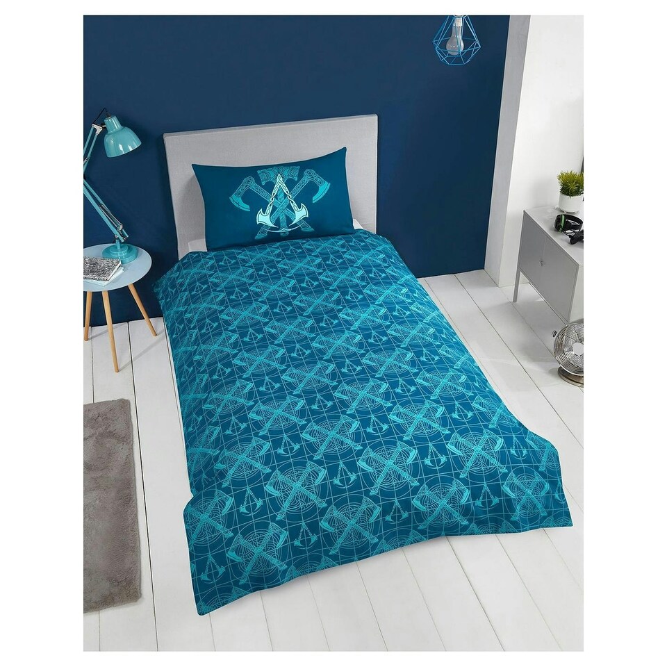 image 1 of Assassins Creed Valhalla Duvet Cover Set - Black/Blue - Single