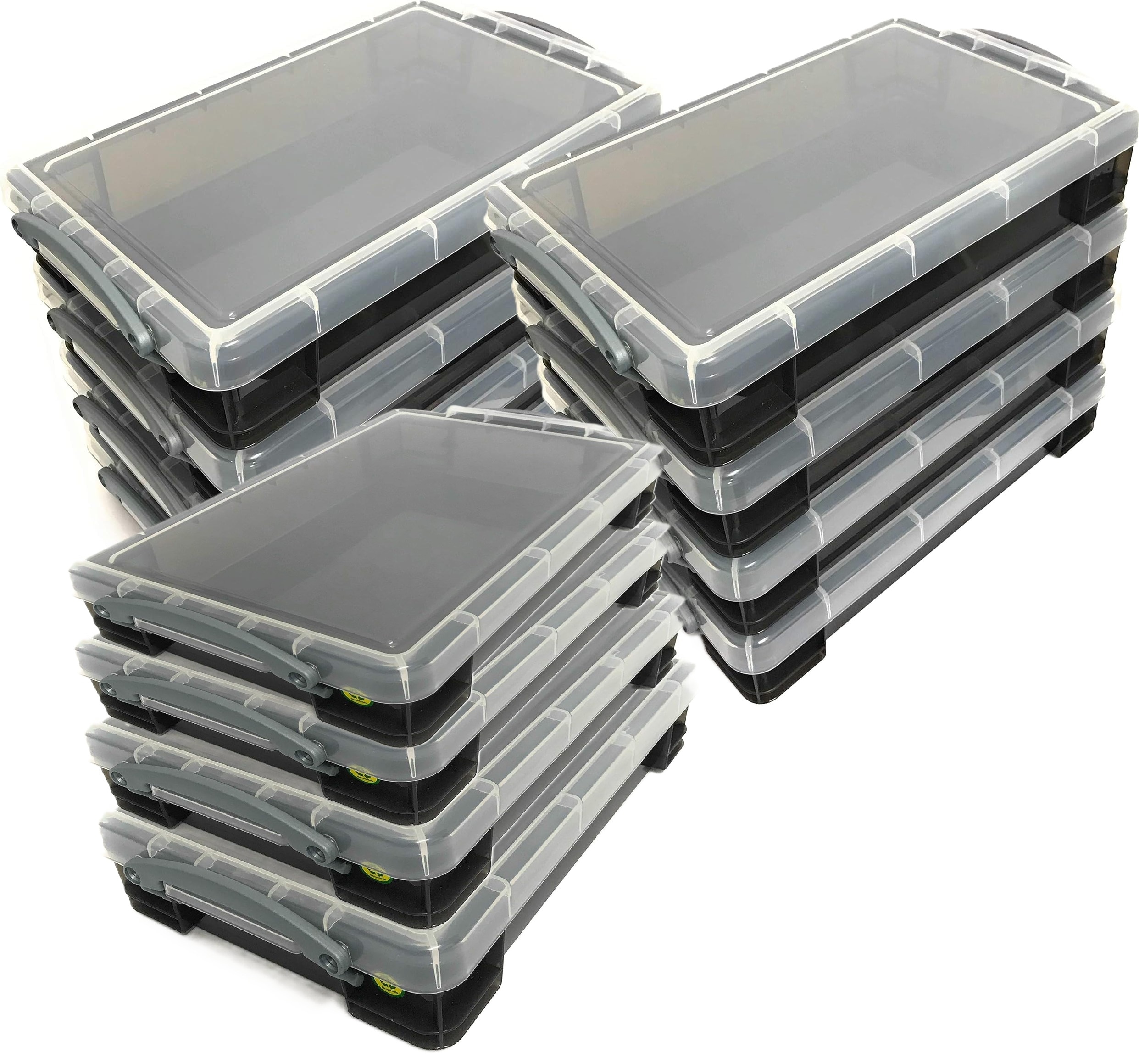 Really Useful Plastic Storage Box 4 Litre Transparent Black Pack of 12 ...