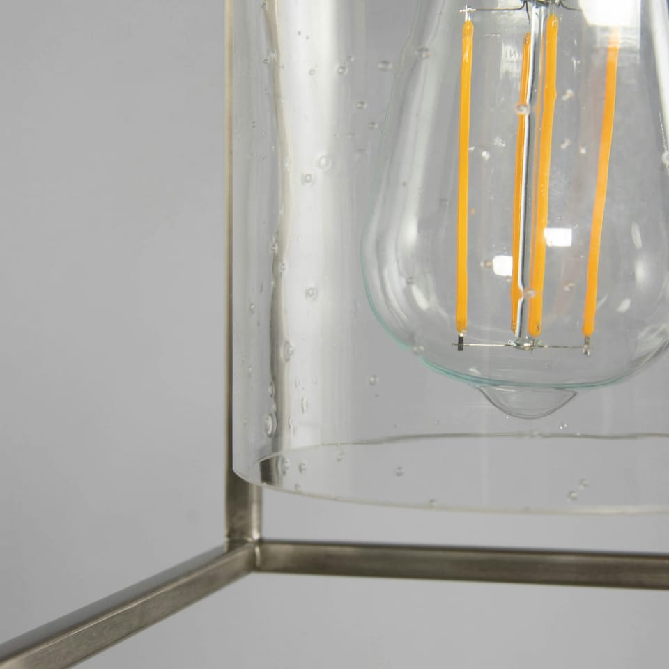 image 1 of BHS Hardy Cage Ceiling Pendant with Bubble Glass Shade | Silver | Satin Nickel | 1