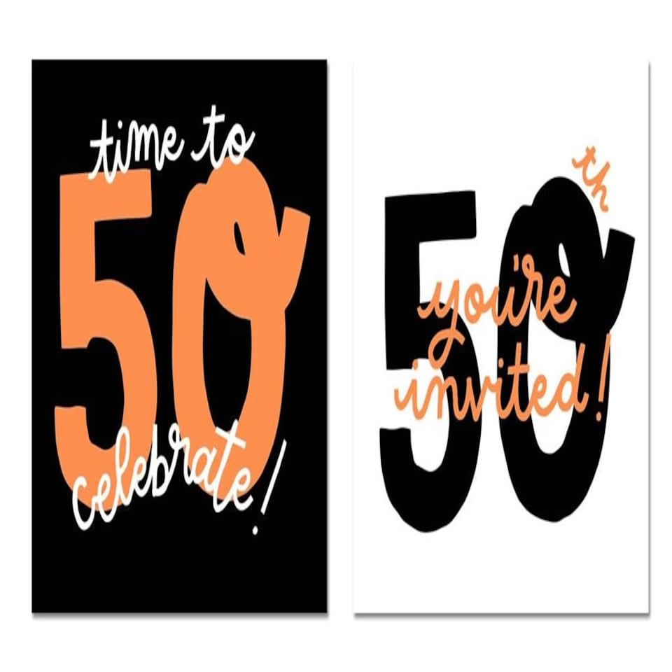 image 1 of Pack of 10 50th Birthday Party Invitation Cards