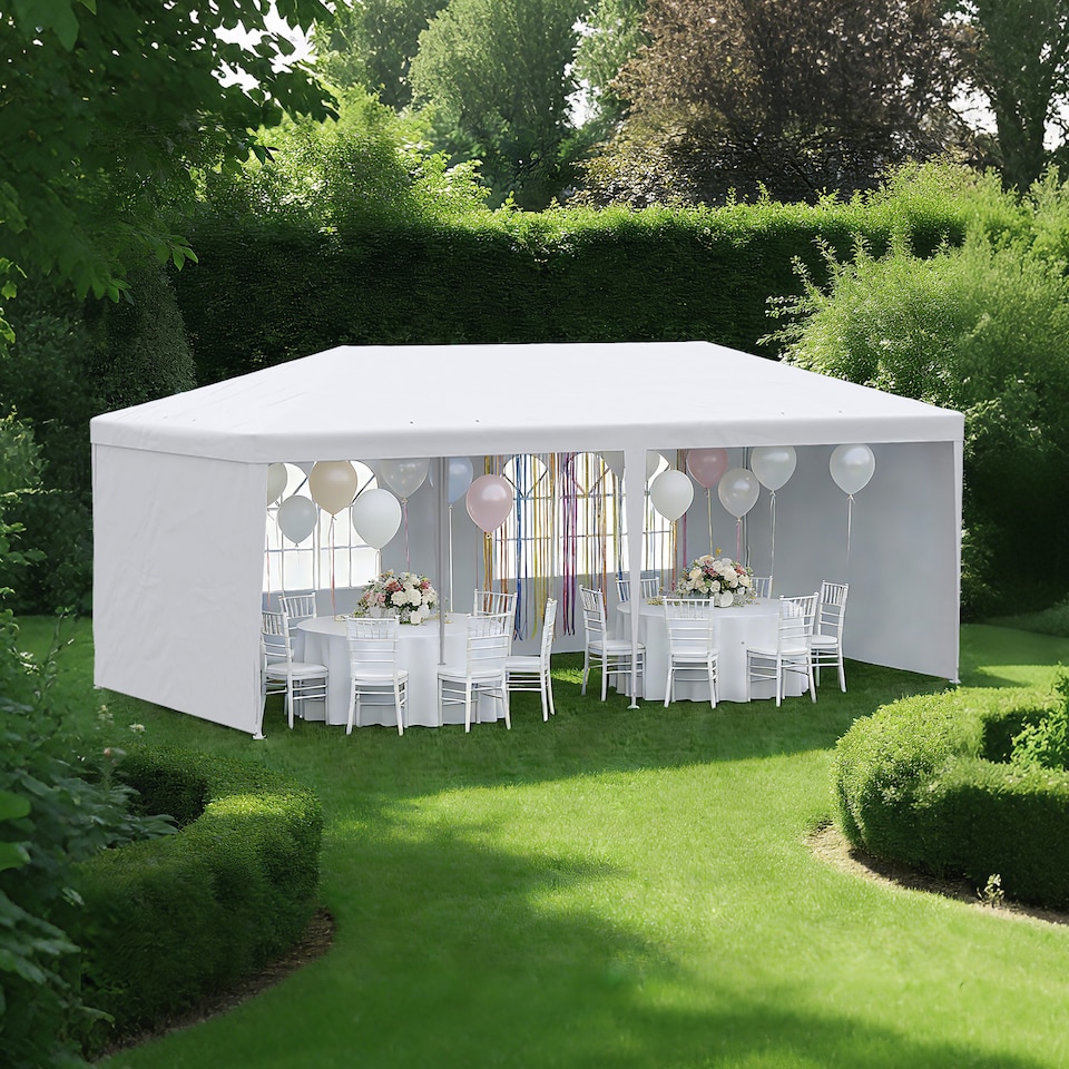 image 1 of Outsunny 6m x 3m Garden Gazebo Marquee Canopy Party Tent Canopy Patio White