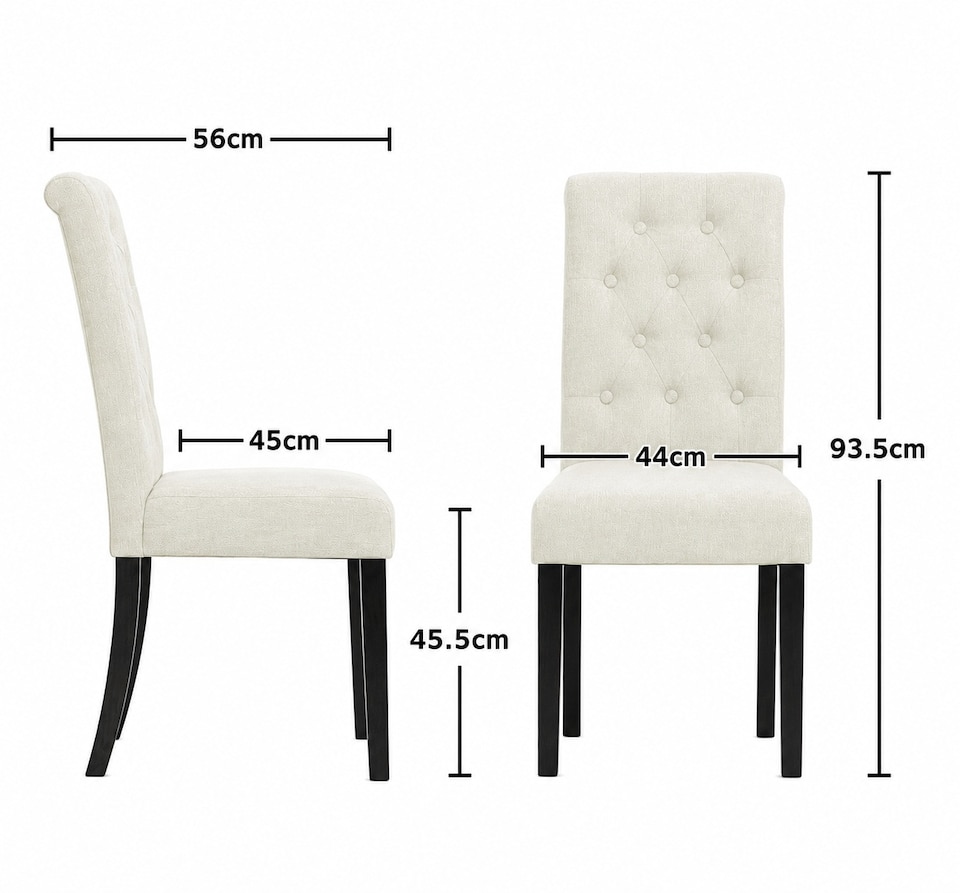 image 1 of MCC Direct Set of 2 Fabric Linen Button Back Kitchen Dining Chairs
