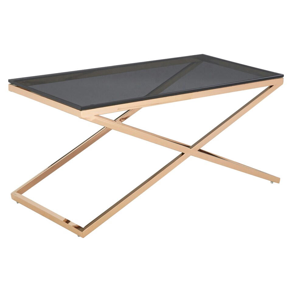 image 1 of Montril Glass Top Criss Cross Coffee Table Gold