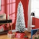 image 2 of HOMCOM 6ft Artificial Pencil Christmas Tree with 329 Snow Flocked Branches, Metal Base, Realistic mas Tree, White
