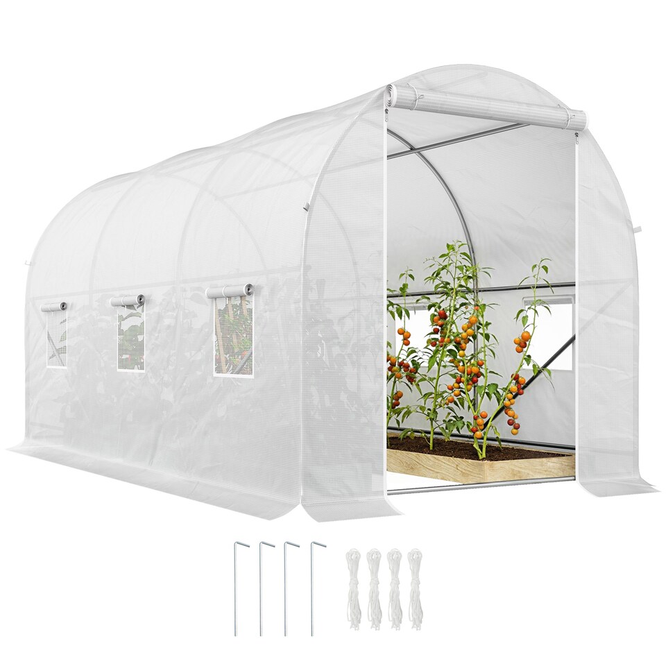 image 1 of Outsunny Large Walk-in Greenhouse Poly Tunnel Galvanised Garden Plants Grow Tent