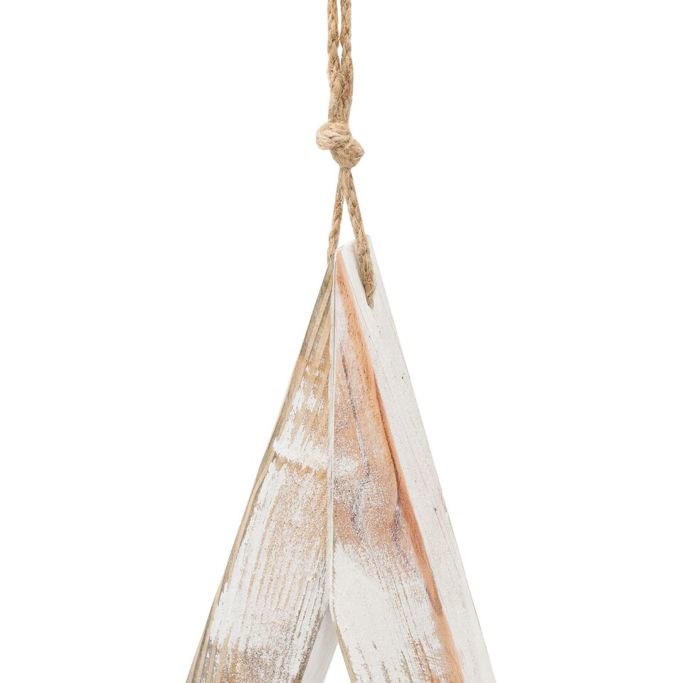 image 1 of Hill Interiors Sparkle Wooden Star Hanging Ornament - Brown/White - One Size
