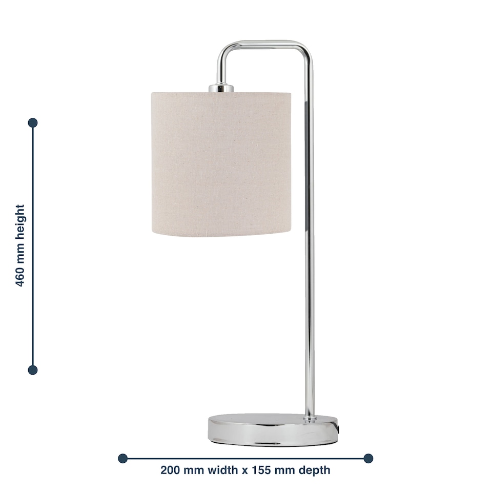 image 1 of Set of 2 Arched Table Lamps with Natural Linen Shades | Chrome | Brown | Large | 2