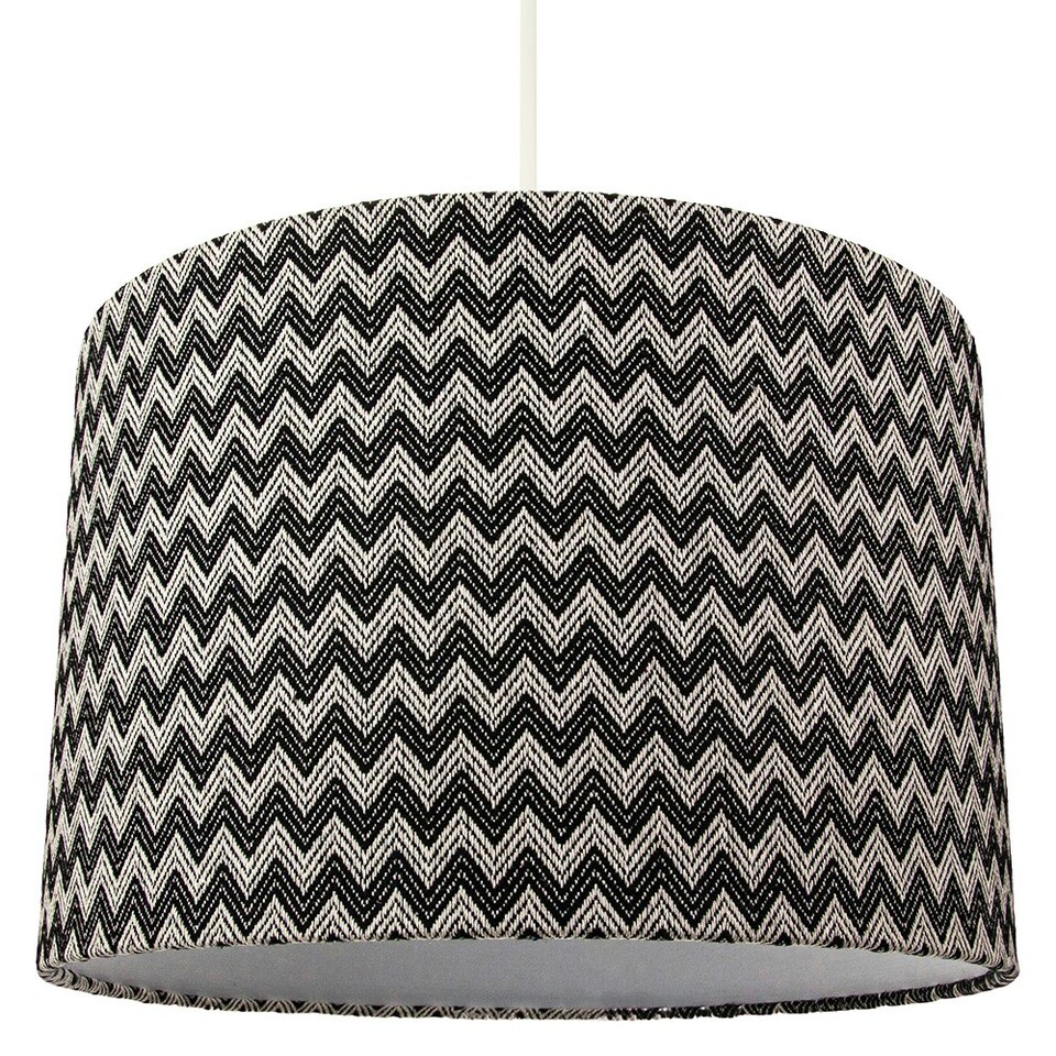 image 1 of Modern Trendy Zig Zag Chevron Effect Black and White Cotton Shade