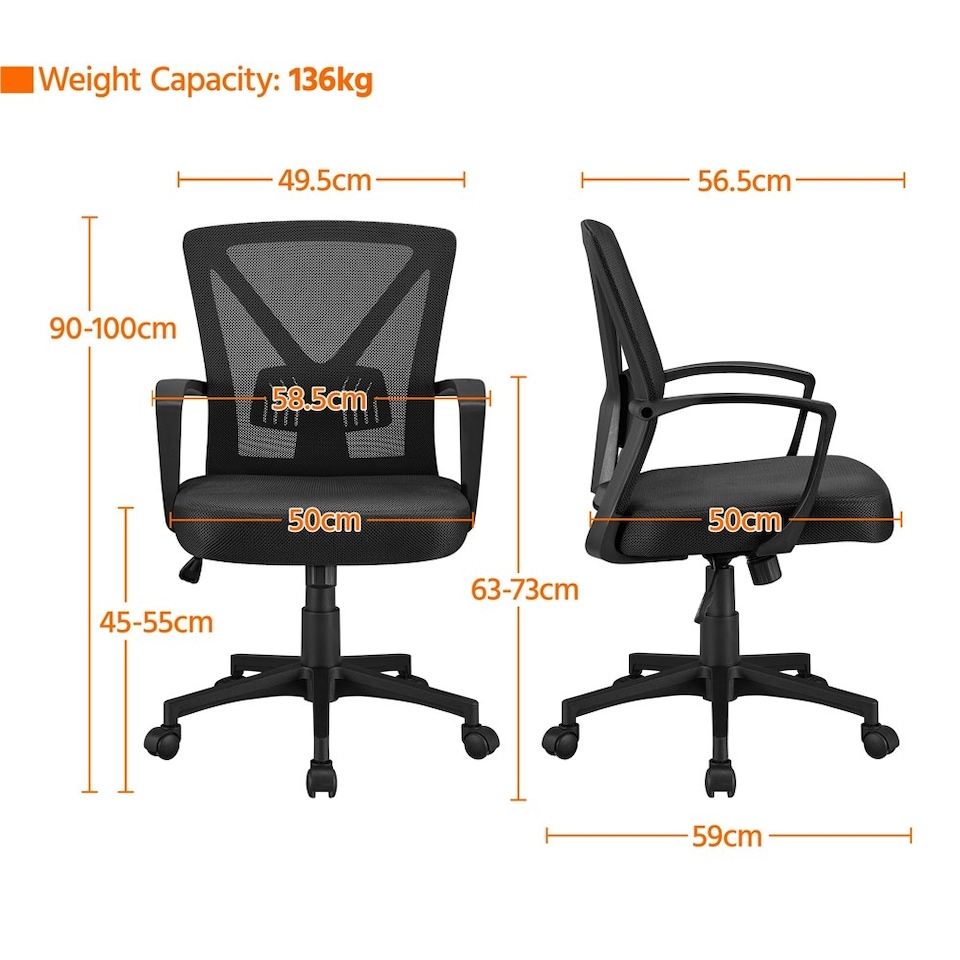 image 1 of Yaheetech Adjustable Computer Chair Study Chair with Mid Back Black