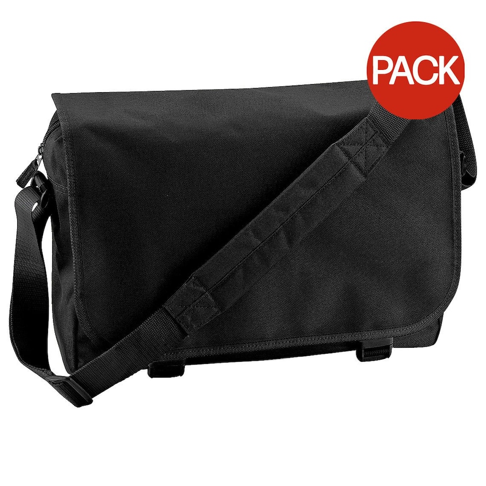 image 1 of Bagbase Adjustable Messenger Bag (11 Litres) (Pack Of 2) - Black - One Size | Black