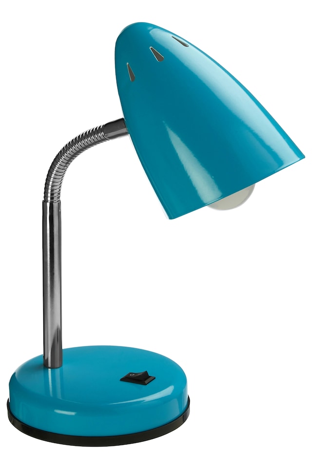 image 1 of Orsina Blue Gloss Desk Lamp, Adjustable Living Room Desk Lamp,  Minimalistic Desk Lamp for Reading & Writing
