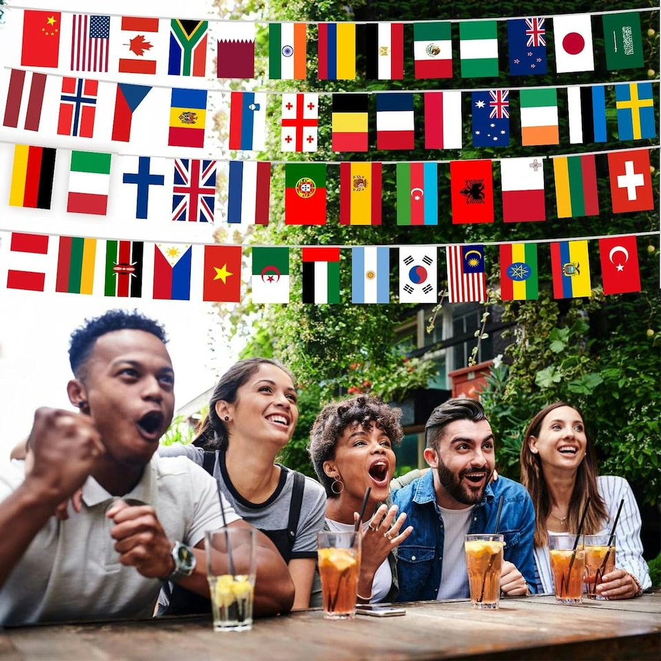 image 1 of Multi Nation Polyester Flag Party Bunting 10m with 32 Flags