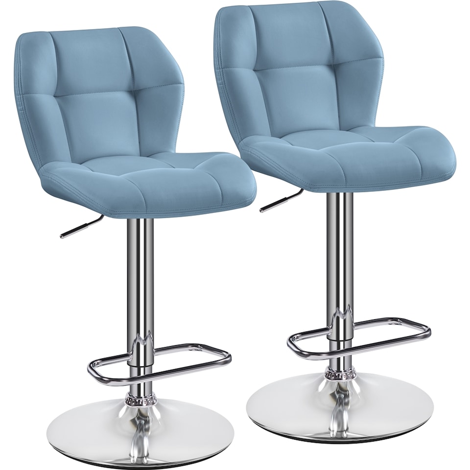 image 1 of Yaheetech Set of 2 Modern Faux Leather Swivel Bar Chair-Blue