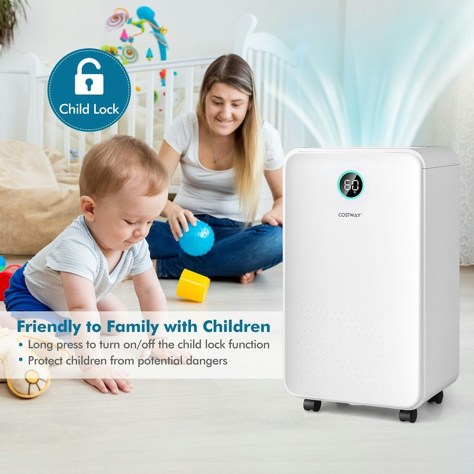 image 1 of COSTWAY 12L/Day Dehumidifier Home Portable Quiet Dehumidifier