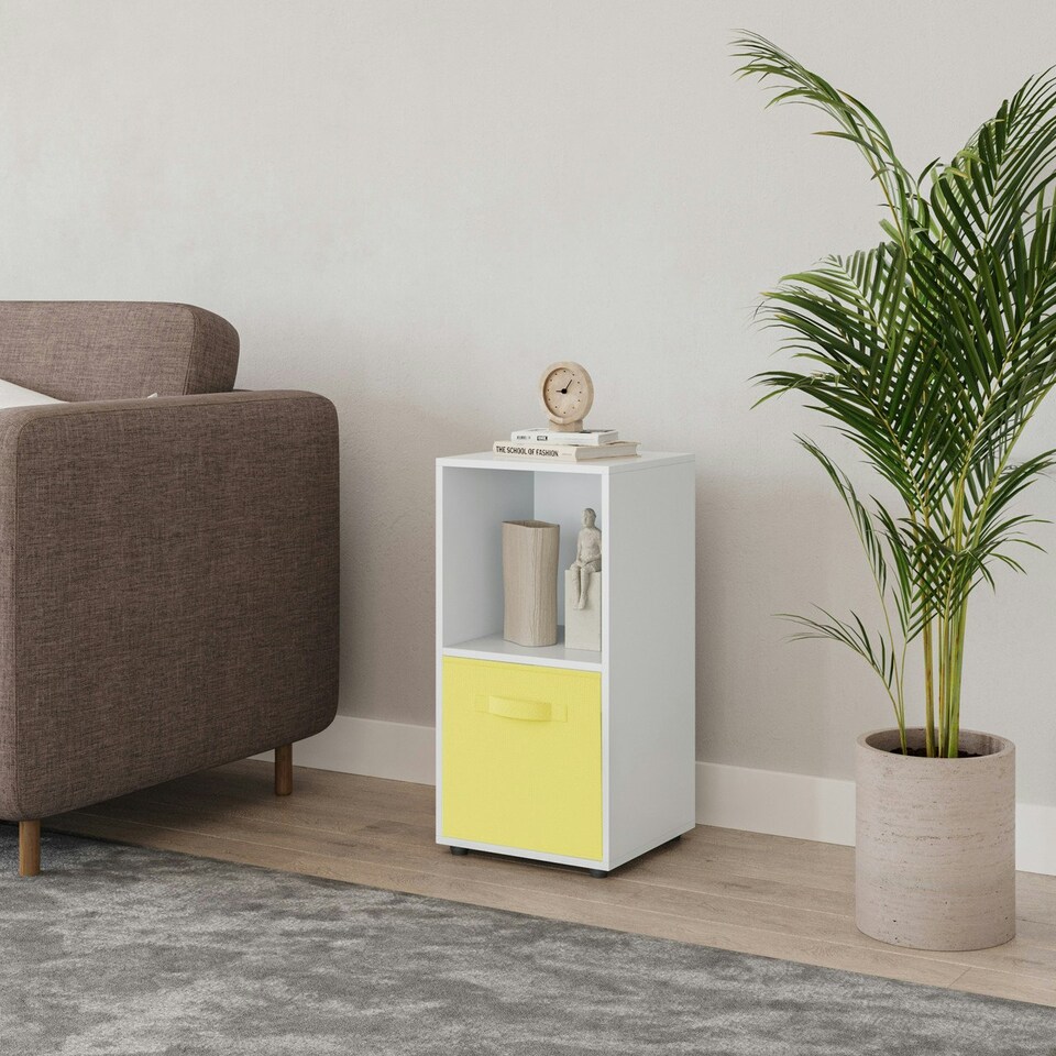 image 1 of 2-Cube Shelving Unit With Inserts White | White / Grey
