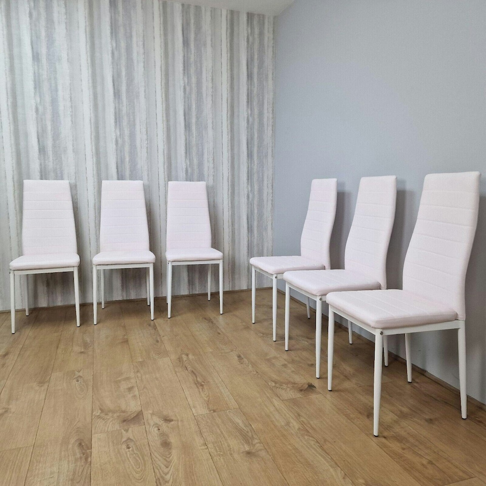 image 1 of Dining Chairs Set of 6 Pink Leather Kitchen Chairs Pink