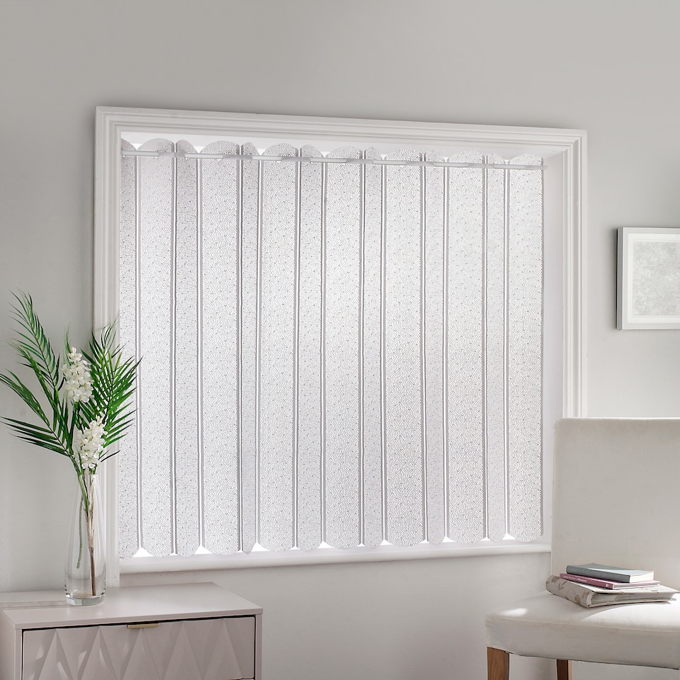 image 1 of White Plain Textured Voile Louvre Vertical Pleated Window Blind Panel - 72" x 48"