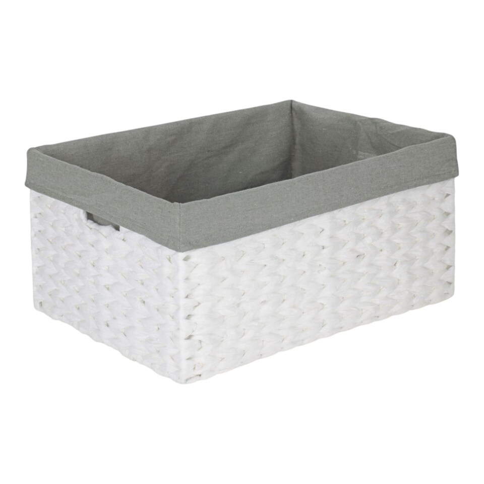 image 1 of Medium Paper Rope Rectangular Storage Basket with Grey Cotton Lining | Grey | Grey | M