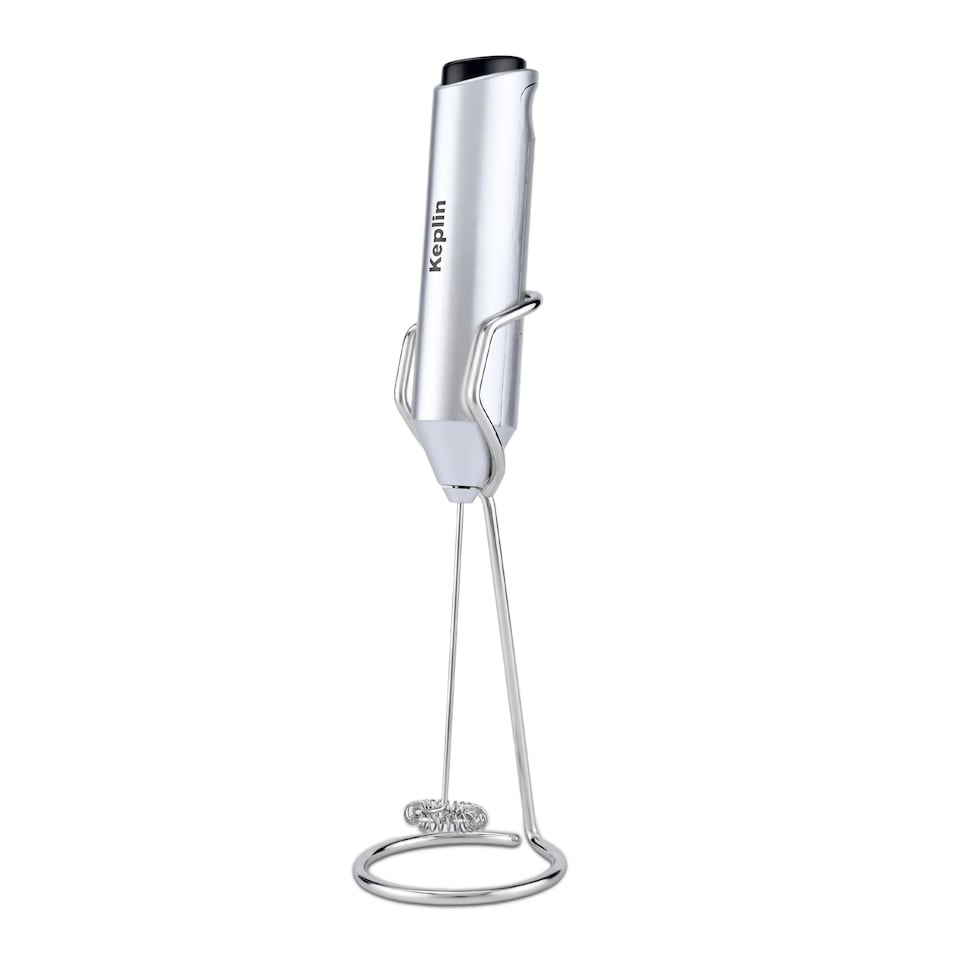 image 1 of Keplin Handheld Milk Frother with Stand Stainless Steel Electric Whisk